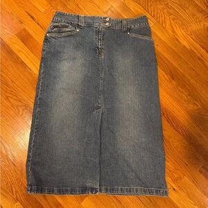 Faded Glory Long Denim Skirt in Blue Wash